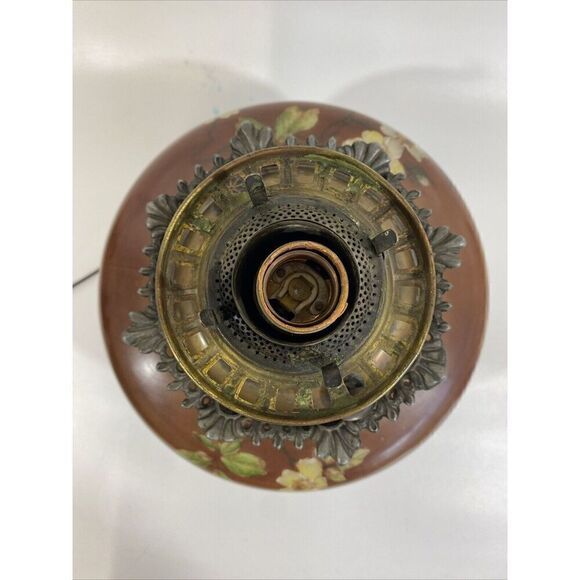 Gone With The Wind Parlor Lamp cottagecore Handpainted Dogwood Glass Electric - Picture 14 of 16